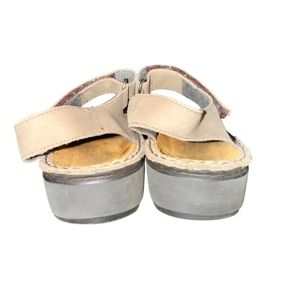 Naot Enid Sandals Women's Size 5 Beige Leather Adjustable Straps Comfort Shoes